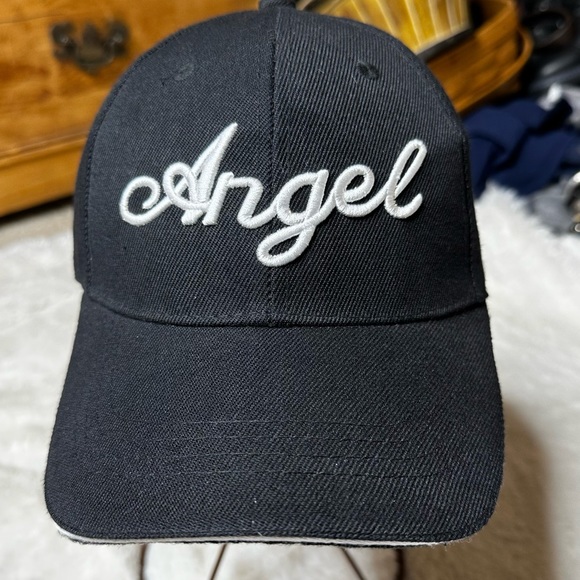 Angel 3-D Embroidered Baseball Cap in Black Women’s OS - Picture 3 of 9